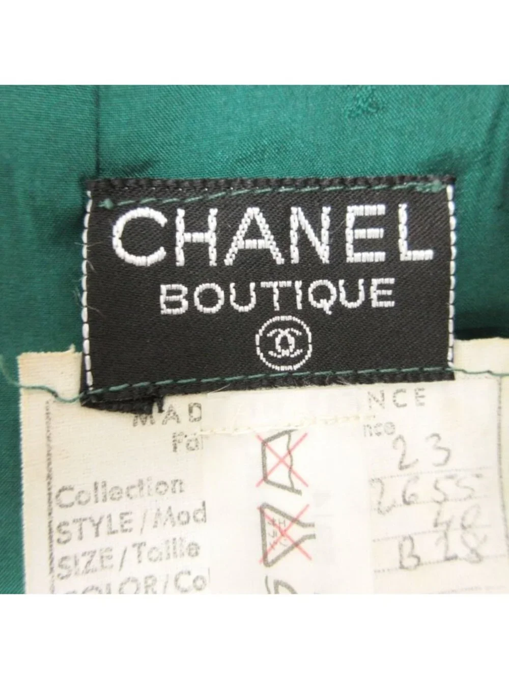 Chanel Skirt Vintage Wool Knit Tight Knee Length Green